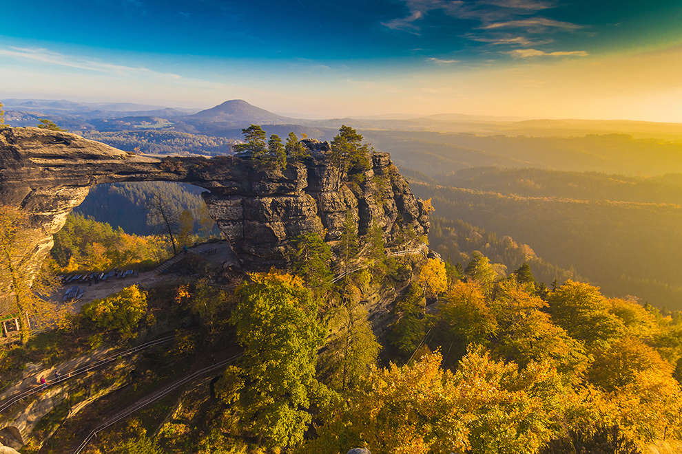 Pravcicka Gate in autumn colors, Bohemian Saxon Switzerland, Czech Republic