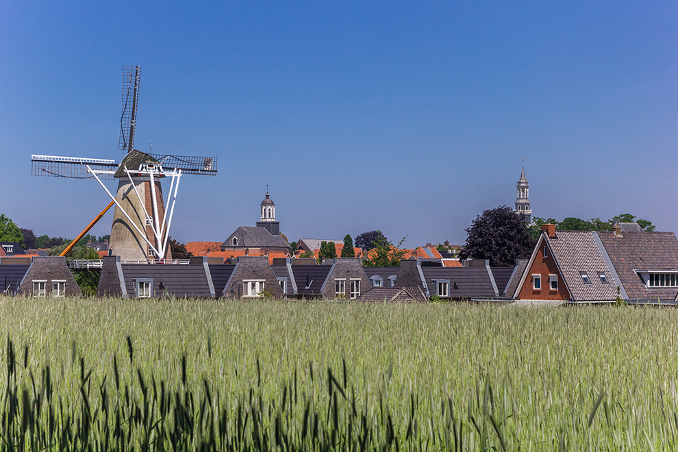 Historic windmill in the skyline of Ootmarsum