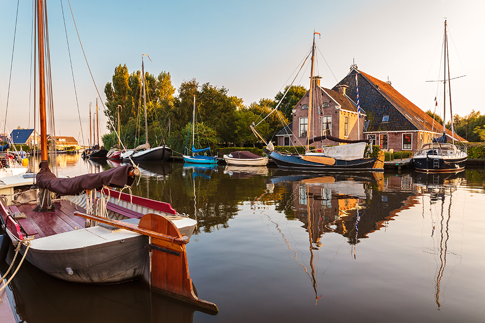 Sailing boats in the Dutch province of Friesland