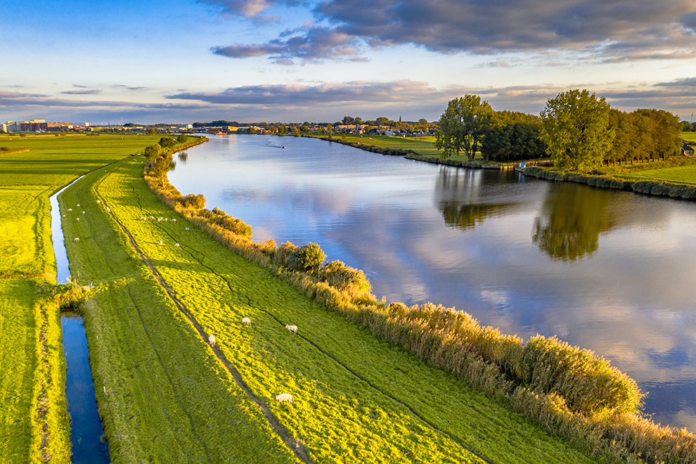 Aerial view of Zwarte water river